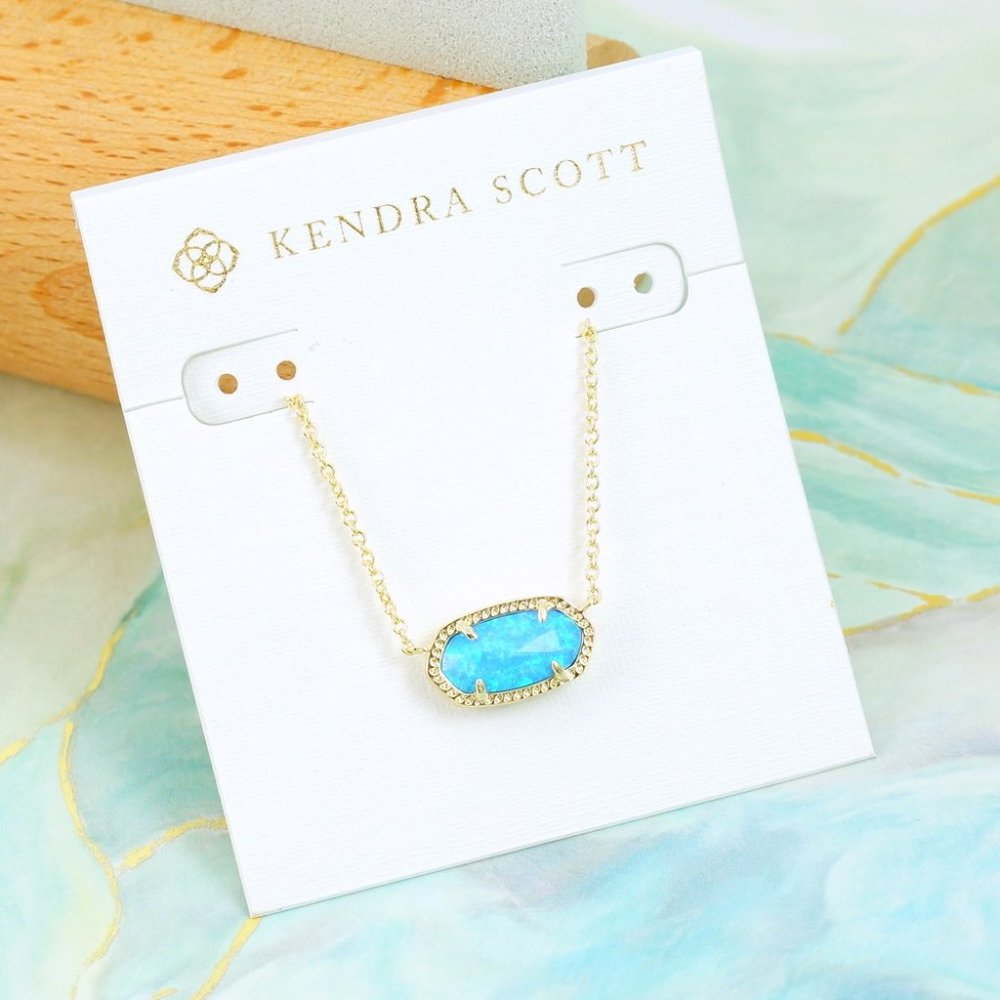 Kendra Scott Elisa Ocean Blue Kyocera opal necklace Gold Plated